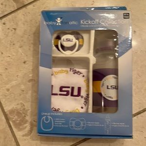 LSU baby Kickoff Collection! Bib, pacifier, and bottle. BPA free